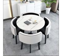 Round Square Dining Table Set with 4 Chairs - Compact Kitchen Table for Dining Room Small Spaces Balconies - Modern Furniture for Eating & Meetings 90cm/35.4in