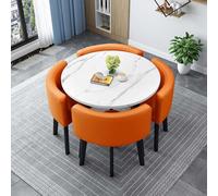 Round Square Dining Table Set with 4 Chairs - Compact Kitchen Table for Small Spaces Balcony Dining Room 90cm/35.4in Perfect for Dining Groups and Meetings