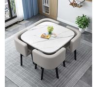 Round Square Dining Table Set with 4 Chairs - Compact Kitchen Table for Small Spaces Balcony Meeting Room - 90cm/35.4in Modern Dining Furniture