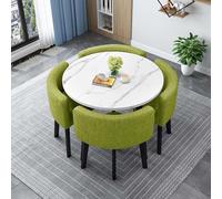 Round Square Dining Table Set with 4 Chairs Kitchen Table for Small Spaces Compact Dining Group for Balcony 80cm/31.5in Modern Design Perfect for Dining Room & Meetings.