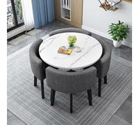 Round/Square Dining Table Set with 4 Chairs - Modern Wooden Kitchen Table for Living Room & Dining Room Perfect Conference Table for 4 People 13.80cm Height