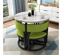 Round/Square Dining Table Set with 4 Soft Cushioned Chairs, Space-Saving Metal Frame, Perfect for Kitchen, Living Room, Office Meetings, Modern Design