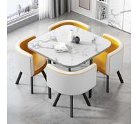 Round/Square Dining Table Set with 4 Stylish Chairs - Perfect for Home Kitchens Conference Rooms and Offices - Dimensions: 90x90x75cm