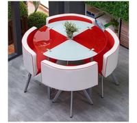 Round/Square Dining Table Set with Chairs Space-Saving Furniture for Dining Room Kitchen Bar Balcony Bedroom Library Office - Stylish and Versatile 10-Piece Set