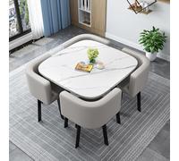 Round Square Dining Table with 4 Chairs Kitchen Table with Chairs Dining Table Set 4 Chairs Combination Space Saving Furniture Office Conference Tables,10,80cm*73cm