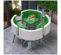 Round/Square Dining Table with Soft Backrest, Coffee Table Set with Chairs for Business Hotels, Space-Saving Dining Room Furniture for Office Conference Tables, 6 Seats