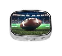 Round Square Football Pill Case - 2 Compartment Storage Box for Portable Pocket Bag Medicine Cod Liver Cod Liver Pill Organizer