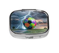 Round Square Football Pill Case Lightning Daily Box 2 Compartments Travel Pill Container for Pocket Wallet Liver Oil Storage Box
