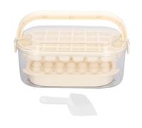 Round Square Ice Cube Trays with Lid and Bin 2 Pack Durable Flexible Ice Cube Molds Making 54 Ice Cubes for Cocktails Beverages Outdoor Picnics Camping PP PET Material (Beige (Soft Bottom Type))