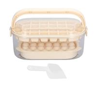 Round Square Ice Cube Trays with Lid and Bin 2 Pack Durable Flexible Ice Cube Molds Making 54 Ice Cubes for Cocktails Beverages Outdoor Picnics Camping PP PET Material (Beige)