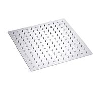 Round Square Shower Head Ultra-Thin Large Area 8" 10” 12” Chrome Stainless Steel Water Rainfall Overhead,12 inch