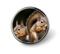 Round Squirrel Animal Brooch Classic Mini Pin 1 Inch Aluminum Alloy Lapel Pin Personalized Button Badge for Backpack Hat Suit Jacket Clothing Decoration