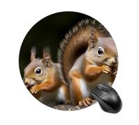 Round Squirrel Animal Mouse Pad Non-Slip Rubber Base Waterproof Mouse Mat Travel Portable Gaming Mousepad for Office Work Home Computer Laptop Personalized Accessory