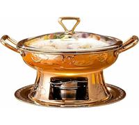 Round Stain Stainless Steel Dish For The House, With Alcohol Stove And Lid, For Catering Buffet, Restaurant, Party, Wedding, Photo ~/ (C)
