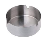 Round Stainless Steel Ashtray Tabletop Silver Tray Portable