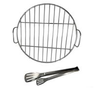 Round Stainless Steel BBQ Grill Cooking Grate with Handle, Replacement for Weber for 7432/1241304, Fits 57 cm Charcoal Kettle Grills(53cm)