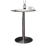 Round Stainless Steel Bistro Table - Adjustable Height Dining Table for Kitchen, Bars, Cafes, Patio, and Balconies