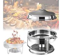 Round Stainless Steel Chafing Dish Set, Buffet Catering Warmer Set, Heats Evenly, Stainless Steel, Alcohol Stove (not Included), for Wedding/Graduation/Events and Parties