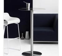 Round Stainless Steel Coffee Table - Space-Saving 1.6 x 3.4 ft Elegant Pub-Style Cocktail Table for Living Room Kitchen & Small Spaces Modern Sofa Side Table