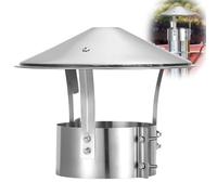 Round Stainless Steel Fireplace Chimney Rain Cap for Outside, Weatherproof, Adjustable, Cone Top, Flue Cover, Roof Vent, Exhaust, Stove Pipe(130 mm/5.1 inch)