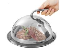 Round Stainless Steel Food Cover - Durable Heat Preserving Basting Lid, Multi-function Dome with Plate, Barbecue Protector, Dust Screen Cooking Accessory | Perfect For Home Restaurant Cue