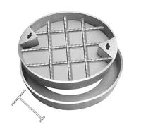 Round Stainless Steel Invisible Sewage Basin Cover Recessed Manhole Access Lid with Hook Durable Inspection Cover for Gardens Terraces Garages and Roads 1 Ton Load Capacity (60x5cm)