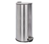 Harbour Housewares Round Stainless Steel Kitchen Pedal Bin - 30L - Brushed, Silver