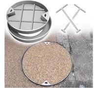 Round Stainless Steel Manhole Cover and Frame, 16 20 22 24 26 27 30 32 36 inch Community/Parks/Streets/Sidewalk Septic Tank Lid Covers, Hidden Block Paving Inspection Chamber Lids(Dia 20 inch/51 cm)