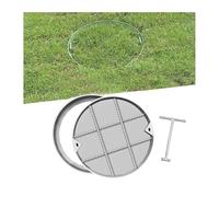 Round Stainless Steel Manhole Cover & FrameInvisible Recessed Sewage Basin Lid for Patios Gardens Streets & Sidewalks (40x5cm/15.7x2in) Durable Weatherproof Design