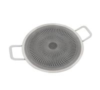Round Stainless Steel Non Stick Grill Pan for Korean BBQ, Compatible with Induction, Gas, Halogen, and Electric Ceramics, Easy to Use with 2 Handles