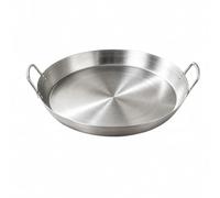 ＡＷＨＡＯ Round Stainless Steel Pan with Side Handles Resistant Skillet Rapid Heating Conduction Cookware for Tabletop Meals, 36CM