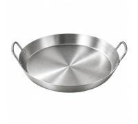 ＡＷＨＡＯ Round Stainless Steel Pan with Side Handles Resistant Skillet Rapid Heating Conduction Cookware for Tabletop Meals, 50CM