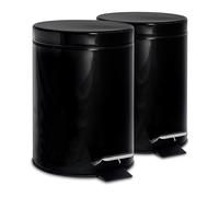 Round Stainless Steel Pedal Bins - 3 Litre - Pack of 2 Harbour Housewares Black One Size