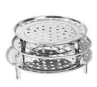 Round Stainless Steel Rack 7.6" 8.5" 9.33" Inch Diameter Steaming Rack Stand Canner Canning Racks Steamer Insert Stock Pot Steaming Tray Stand Pressure Cooker Cooking Toast Bread Salad Baking (3 Pack)