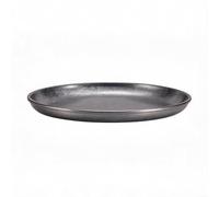 Round Stainless Steel Serving Dish With Retro Korean Influence Textured And Smooth Polished Rim For Home Cafe And Hotel Settings(26cm)