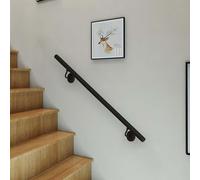 Round Staircase Handrail 1m 120cm 1.5m 2m 240cm 2.5m 3m, Balck Stairway Railing for Indoor Outdoor Steps or Wooden Stair, Wall Mount Stairs Grab Bar Rail(9.2ft/280cm)