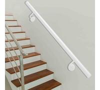 Round Stairs Handrails Support Kit | Wall Mounted Staircase Banister Hand Rails for Indoor Outdoor Step 60cm 90cm 1m 1.5m 2m 2.5m 3m 450cm Stairway Railing, White(6.6ft/200cm)