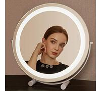 Round Standing Makeup Mirror,Dressing Table Makeup Mirror,LED Lights Illuminated Dimmable Cosmetic Mirror 360°, With Touch Control,Bathroom Mirror, LED Round High-definition Mirror, Black 33x30cm