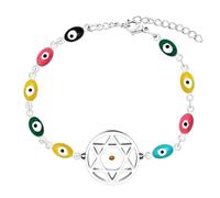 Round star/Triangle/Heart/Round Mountain Faith Mustard Seed Charm Adjustable Bracelet, Evil Eye Chain bracelet Christian Faith Gift Religious gift for Women, Adjustable, Stainless Steel, no gemstone