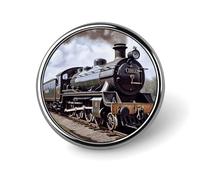 Round Steam Train Lapel Pin Metal Brooch Personalized Novelty Pin Cute Button Badge Safety Pin Fashion Jewelry Accessories Gift for Clothes Hat Backpack Bag