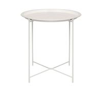 Harbour Housewares Round Tray Table with Removable Tray - Pack of 1 - Matte White Steel Bed Side Table Raised Lip Serving Dish Compact Collapsible Folding Stand for Bedroom, Home and Office