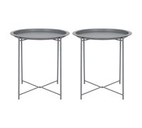 Round Steel Tray Tables - Matt Grey - Pack of 2