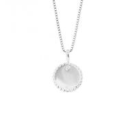 Round Stippled Edge Tag Diamond Silver Pendant P5213 - Premium - Recycled Sterling Silver / Platinum Plated / Diamond