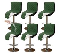 Round Stool Cover Waterproof Pub Chair Covers for Dining Chairs, Counter Height Bar Stool Covers, Barstool Covers Slipcovers Seat Only,for Counter, Kitchen, Dining Room, Hotel,Green 6 pcs