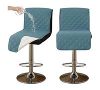 Round Stool Cover Waterproof Pub Chair Covers for Dining Chairs, Counter Height Bar Stool Covers, Barstool Covers Slipcovers Seat Only,for Counter, Kitchen, Dining Room, Hotel,Light Blue 2 pcs