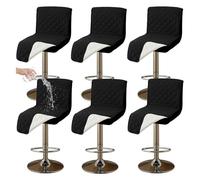 Round Stool Cover Waterproof Pub Chair Covers for Dining Chairs, Counter Height Bar Stool Covers, Barstool Covers Slipcovers Seat Only,for Counter, Kitchen, Dining Room, Hotel,Black 6 pcs