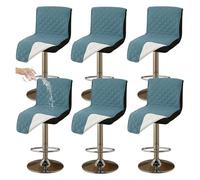 Round Stool Cover Waterproof Pub Chair Covers for Dining Chairs, Counter Height Bar Stool Covers, Barstool Covers Slipcovers Seat Only,for Counter, Kitchen, Dining Room, Hotel,Light Blue 6 pcs