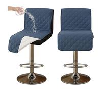 Round Stool Cover Waterproof Pub Chair Covers for Dining Chairs, Counter Height Bar Stool Covers, Barstool Covers Slipcovers Seat Only,for Counter, Kitchen, Dining Room, Hotel,Navy Blue 2 pcs