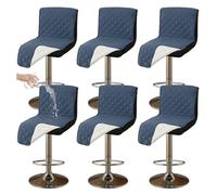 Round Stool Cover Waterproof Pub Chair Covers for Dining Chairs, Counter Height Bar Stool Covers, Barstool Covers Slipcovers Seat Only,for Counter, Kitchen, Dining Room, Hotel,Navy Blue 6 pcs