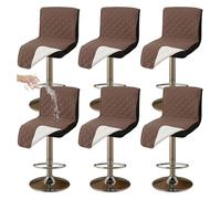 Round Stool Cover Waterproof Pub Chair Covers for Dining Chairs, Counter Height Bar Stool Covers, Barstool Covers Slipcovers Seat Only,for Counter, Kitchen, Dining Room, Hotel,Coffee 6 pcs